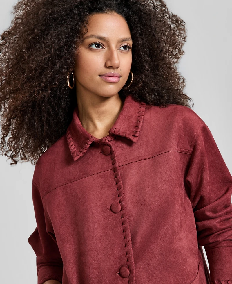 And Now This Women's Faux Suede Whipstitch Jacket, Macy's Exclusive