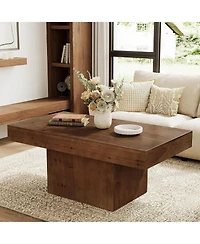 Tribesigns 47.24" Solid Wood Coffee Table for Living Room, Mid Century Modern Rectangle Center Cocktail Table, Walnut Brown