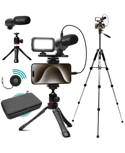 Movo Usb-c Vlogging Kit for iPhone 15 and up with Fullsize Tripod
