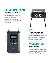 Movo Wmx-20-duo 48-Channel Uhf Wireless Lavalier Microphone System Compatible with Dslr Cameras