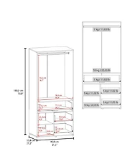 Fm Furniture Care Free Multi-Storage Wardrobe with Rod and Shelving