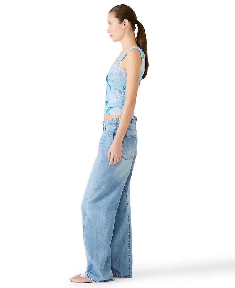 Steve Madden Women's Rorry Floral Knit Square Neck Top