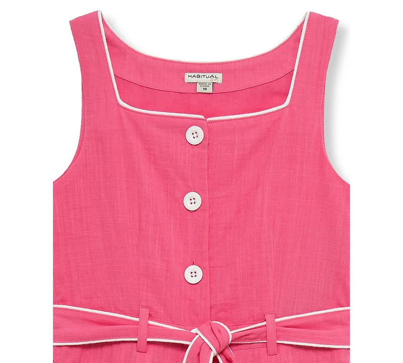 H by Habitual Girls' 7-16 Belted Square Neck Romper