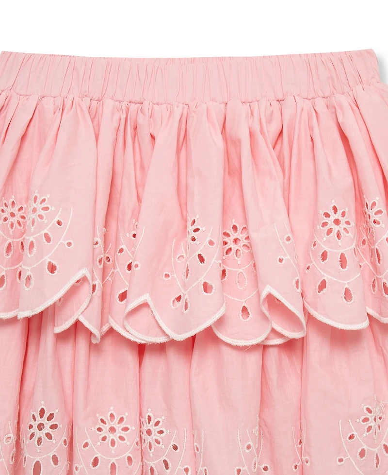 H by Habitual Girls' 7-16 Embroidered Eyelet Top and Skirt, 2-Piece Set