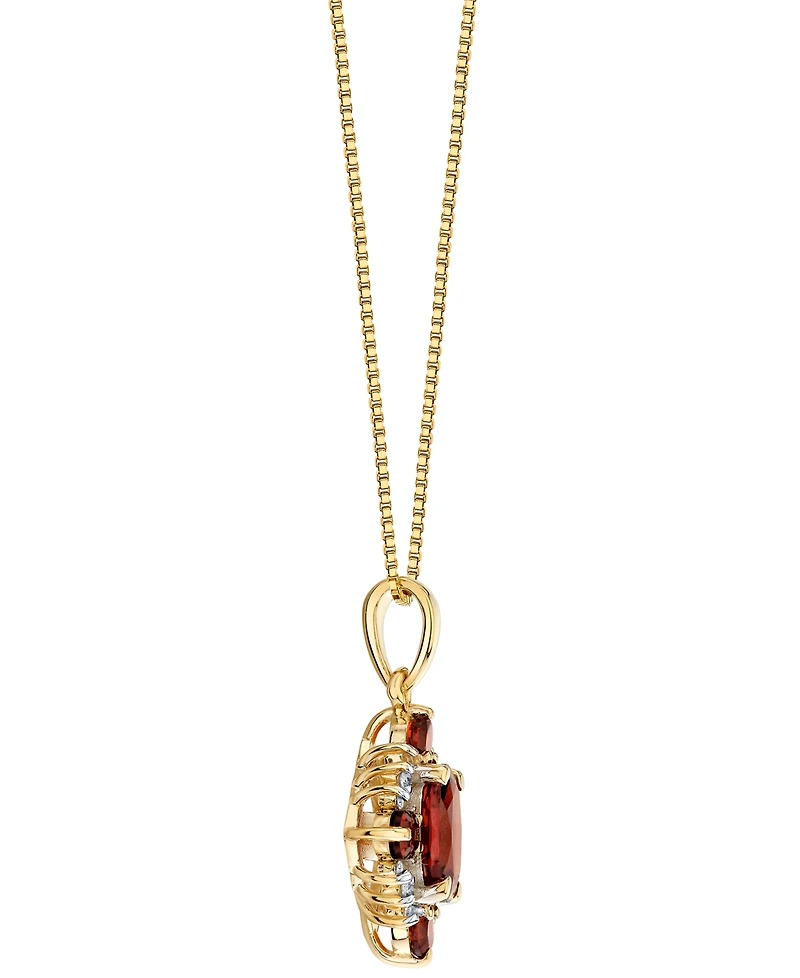 Macy's Garnet (1-11/40 ct. t.w.) & Diamond (1/10 ct. t.w.) Pendant Necklace in Sterling Silver