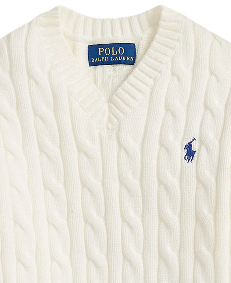 Polo Ralph Lauren Girls' 2T-6X Cable-Knit V-Neck Sweater