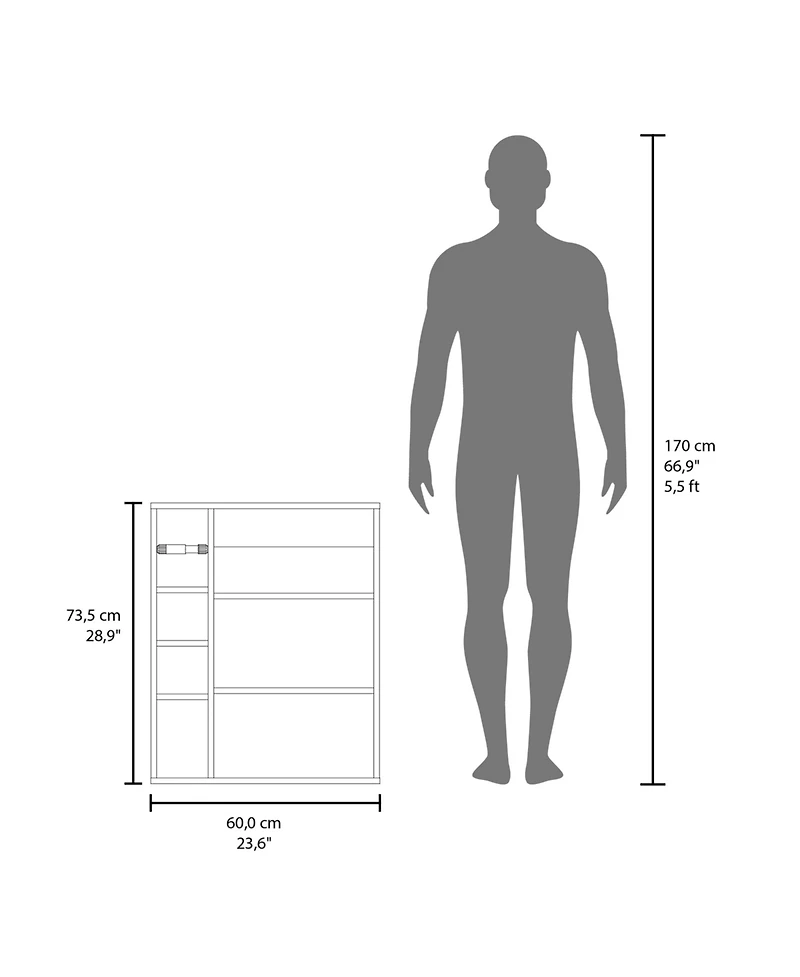 Fm Furniture Yoder, Bathroom Cabinet, 4 Open Shelves, 1 Door, White