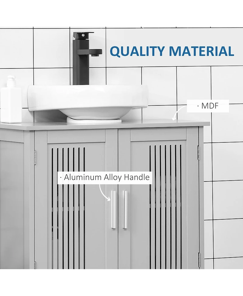 Kleankin Bathroom Under Sink Cabinet Vanity Unit w/ Adjustable Storage Shelves