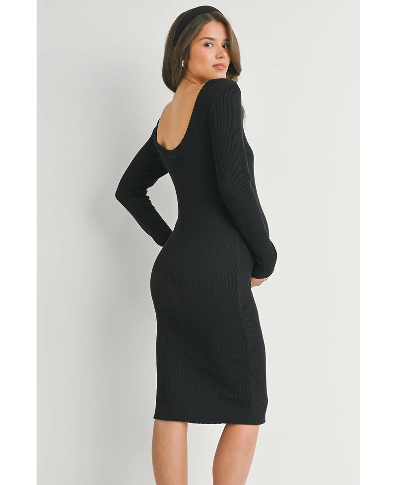 Hello Miz Maternity Bodycon Ribbed Knit Long Sleeve Dress