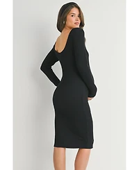 Hello Miz Maternity Bodycon Ribbed Knit Long Sleeve Dress