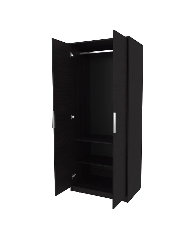 Fm Furniture Wardrobe Berlin, Two Doors, Hanging Rod, Two Shelves, Shoe Rack, Bedroom, Wengue