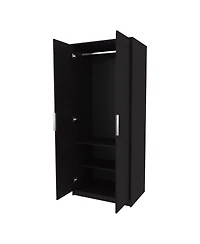 Fm Furniture Wardrobe Berlin, Two Doors, Hanging Rod, Two Shelves, Shoe Rack, Bedroom, Wengue