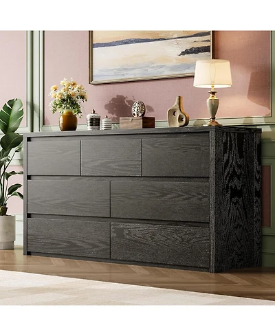 gaomon 7 Drawer Dresser for Bedroom, Wide Wood Chest of Drawers Handle Free