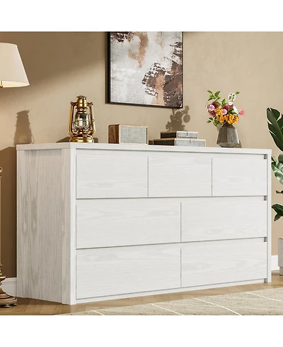 gaomon 7 Drawer Dresser for Bedroom, Wide Wood Chest of Drawers Handle Free