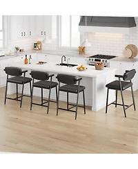 gaomon Bar Stools Set of 2, 26.5 in Upholstered Counter Height Bar Stools for 2 with Armrest, Wider Thickened Cushion, Bar Chairs with Backrest, Black