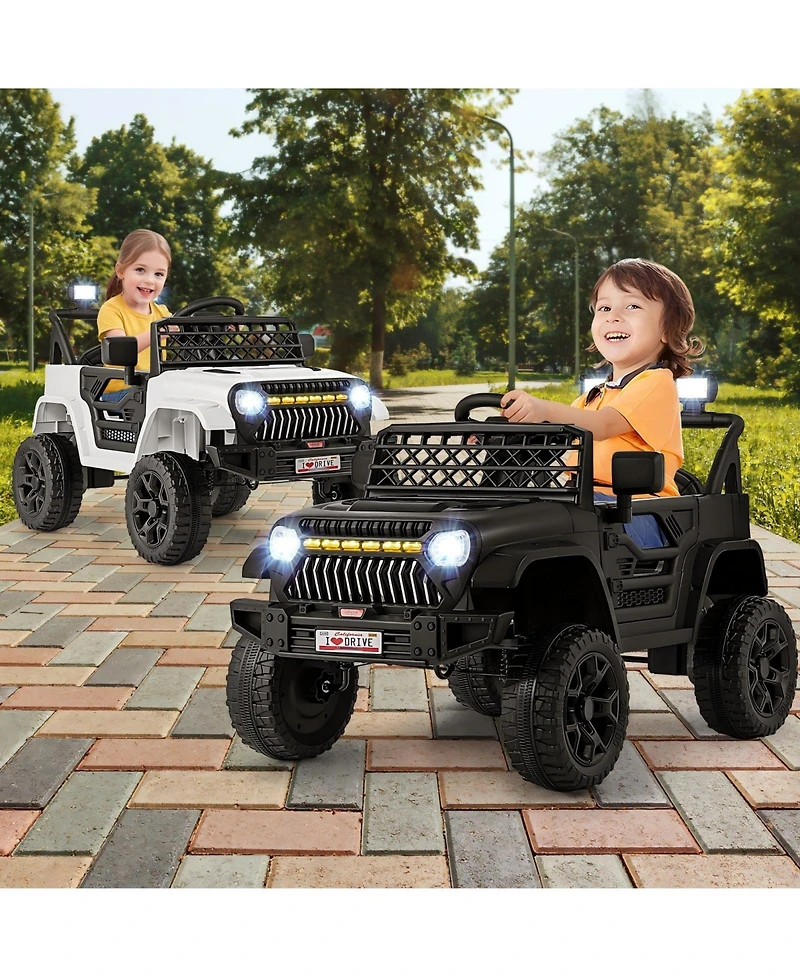Hongge Kids 12V Electric Ride On Truck with Remote Control Led Lights and Music for Ages 3 and Up
