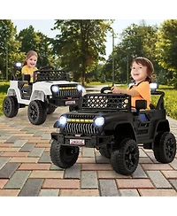 Hongge Kids 12V Electric Ride On Truck with Remote Control Led Lights and Music for Ages 3 and Up