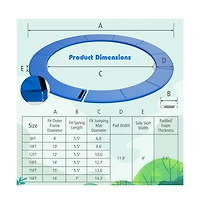 Hongge Trampoline Replacement Pad with Foam Cushion Universal Spring Cover for Safety Protection