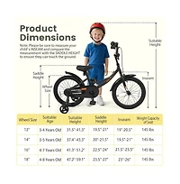 Hongge Kids Training Bike with Adjustable Seat Dual Brake System and Rubber Tires