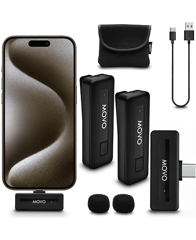 Movo Wireless Mini Usb-c Duo Wireless Microphone for iPhone 15 and up