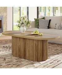 Tribesigns Oval Coffee Table, 47.2", Fluted Design