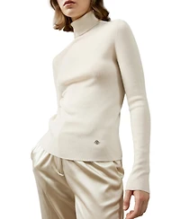 Lilysilk Women's Seamless Silk-Cashmere Blend Turtleneck Sweater