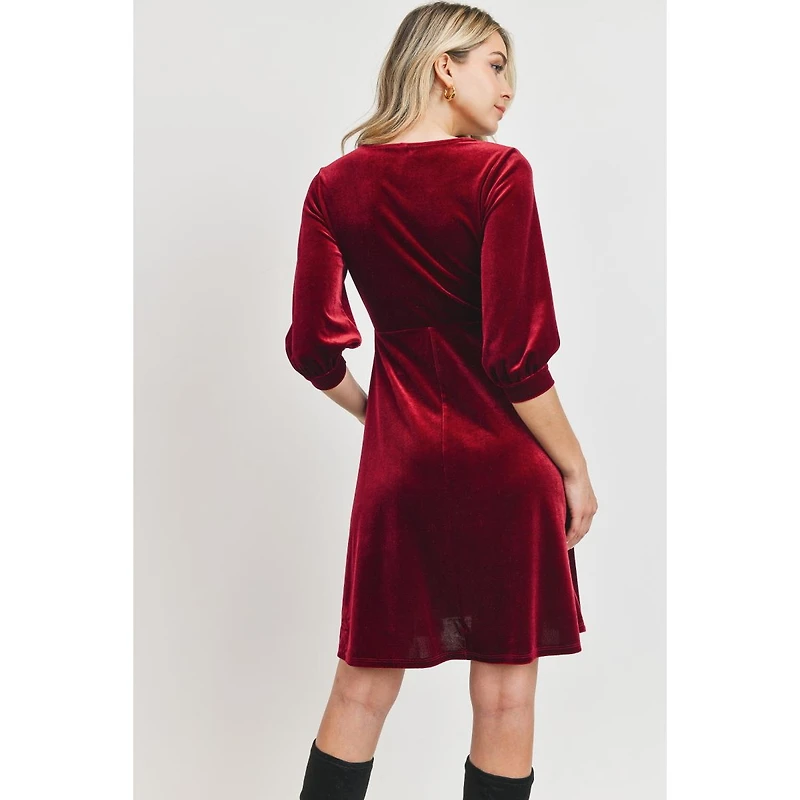 Hello Miz Maternity Velvet V Neck Wrap Nursing Dress