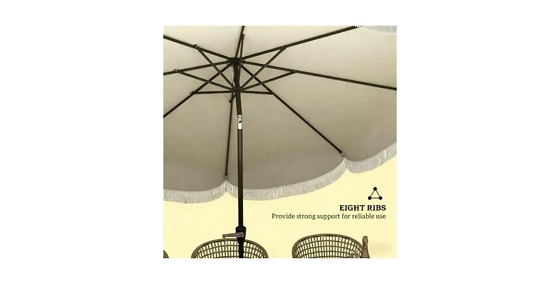Flynama One 10ft Outdoor Market Patio Umbrella with 8 Sturdy Ribs, Tilt/Crank Push Button for Garden, Deck, Backyard and Pool