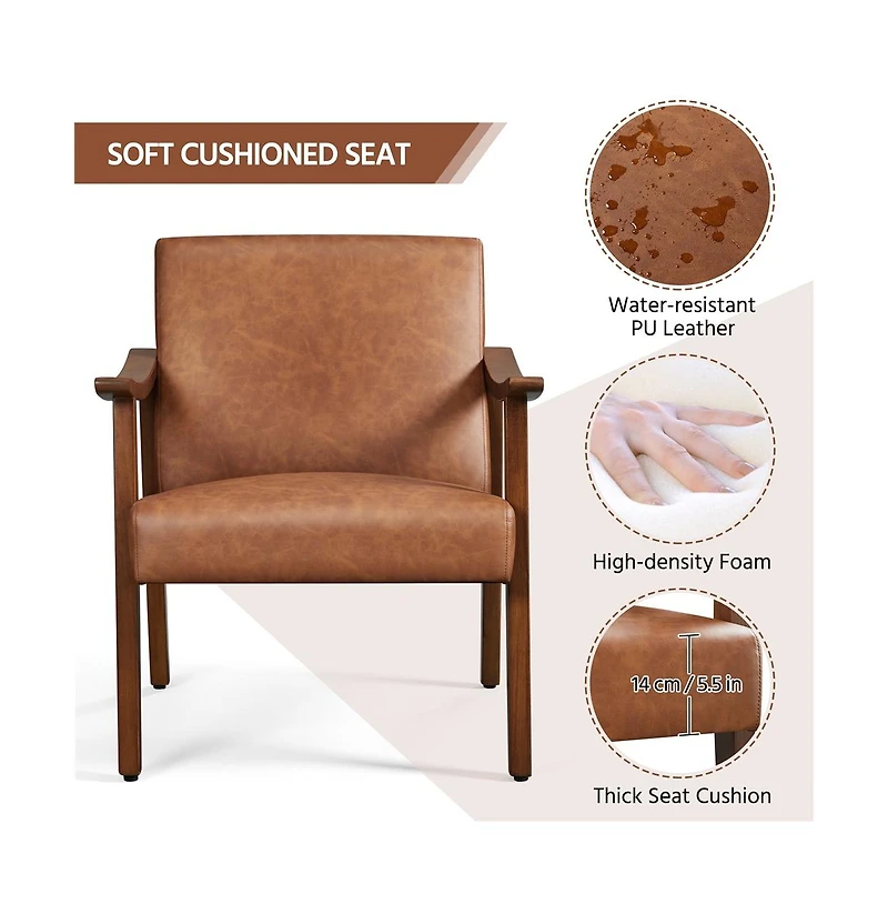 Yaheetech Modern Accent Chair Mid-Century Upholstered Armchair