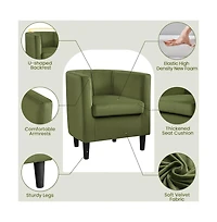 Yaheetech Yaheetch Barrel-shaped Upholstered Accent Arm Chair Olive Green