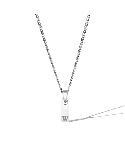 Vincero Men's Initial Tag Necklace - Silver with Micro Cuban Chain