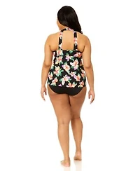 Island Escape Plus Size V Neck Race Back Tank Top Bottoms
