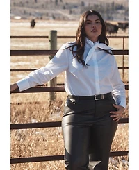 Eloquii Women's Dramatic Neck-Tie Poplin Shirt