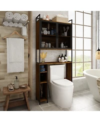 Toilet Storage with Metal Mesh Doors and Adjustable Shelves