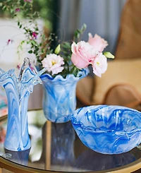 Vietri Onda 8 oz. Glass Twisted Flower Vase