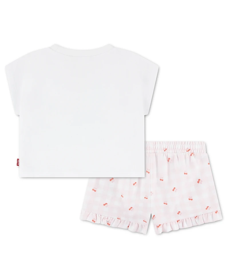 Levi's Baby Girls' Crewneck T-Shirt and Woven Shorts, 2-Piece Set