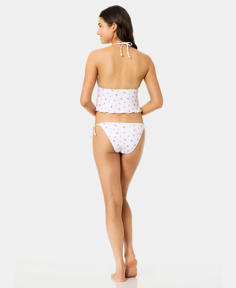 California Waves Women's Mini Cherry Lettuce Edge Flyaway Tankini Top