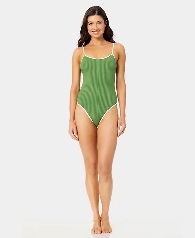 California Waves Women's Wide Rib High-Leg One-Piece Swimsuit
