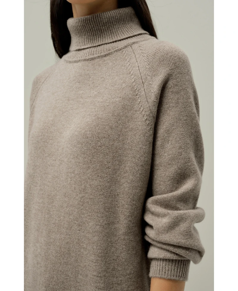 Lilysilk Women's Wool-Cashmere Turtleneck Sweater Dress