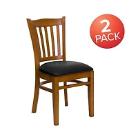 Emma+Oliver 2 Pack Vertical Slat Back Wooden Restaurant Chair
