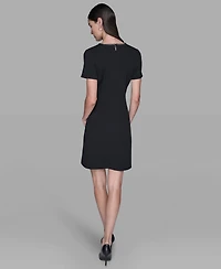 Karl Lagerfeld Paris Women's Crewneck Chain Detail Shift Dress