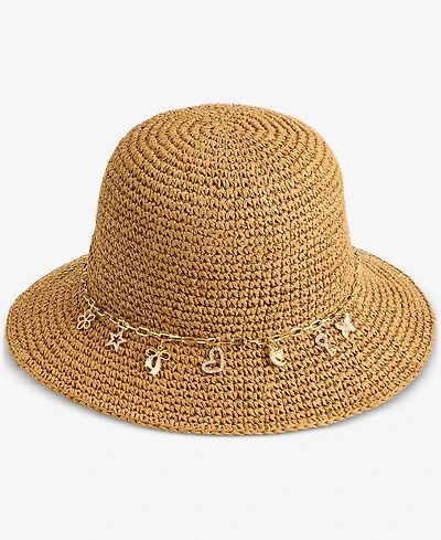 On 34th Charm Trim Paper Crochet Bucket Hat, Macy's Exclusive