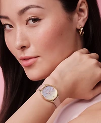 Olivia Burton Women's Azure Rose Leather Strap Watch, 30mm