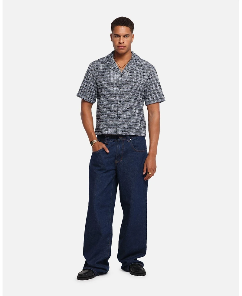 Xxiii Men's Boucle Tweed Crop Button Up Shirt