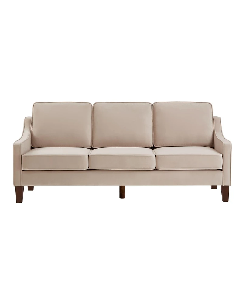 Streamdale Furniture Velvet 3-Seat Sofa with Wood Legs, Taupe