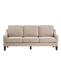 Streamdale Furniture Velvet 3-Seat Sofa with Wood Legs, Taupe