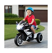 Hongge Kids Electric Ride On Motorcycle with Led Lights Music and Three Wheel Design
