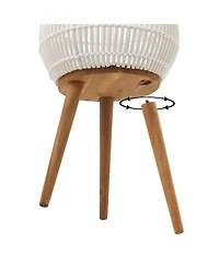 Casafield Floor Planter with Wood Legs Natural, Basket Stand, Large Plant Pot Cover Liner