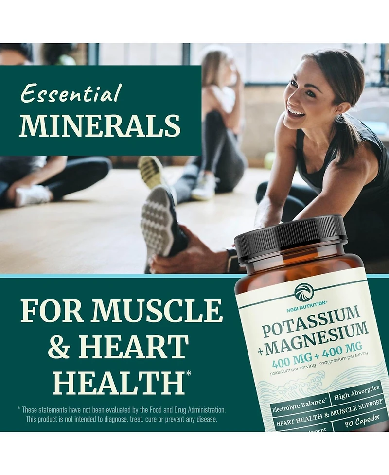 Nobi Nutrition Potassium Magnesium Capsules, 90ct
