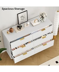 gaomon 6-Drawer Modern Fluted Wood Dresser with Gold Handle, Large Storage Organizer for Bedroom, Living Room, Hallway